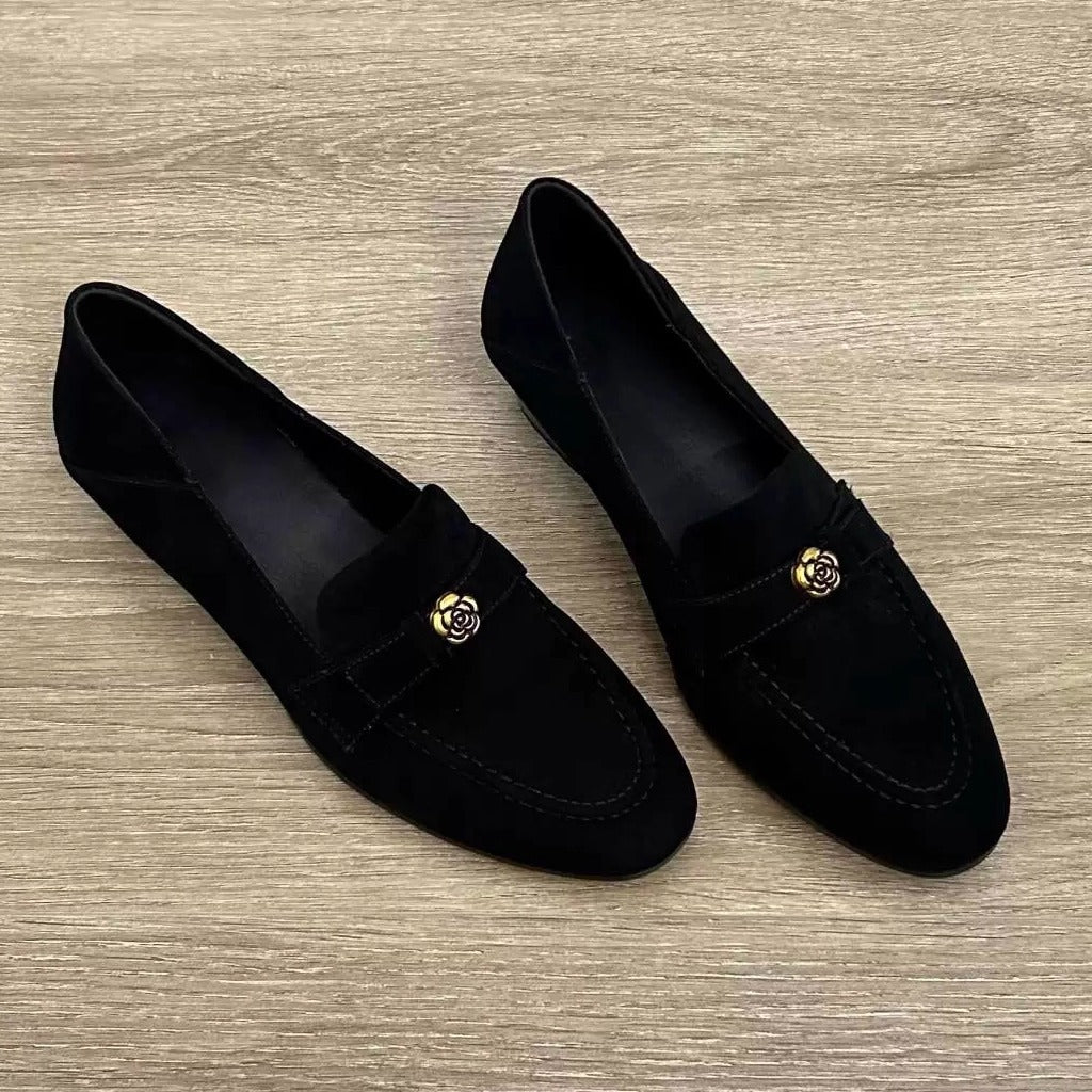 Retro French Camellia Loafers For Women