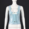 Beaded T-Shirt Sexy Sleeveless Hollow-Out Slim-Fit Figure-Hugging Tie-Up Top For Women
