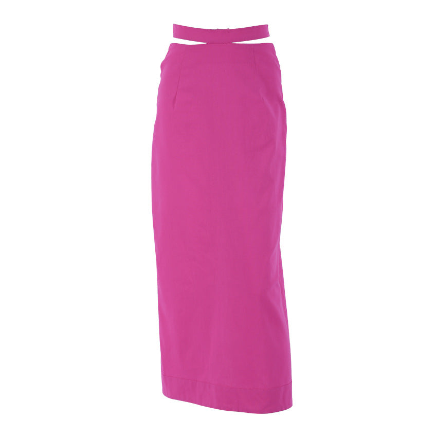 Autumn Women's High Waist Slit Cotton And Linen Slim Skirt