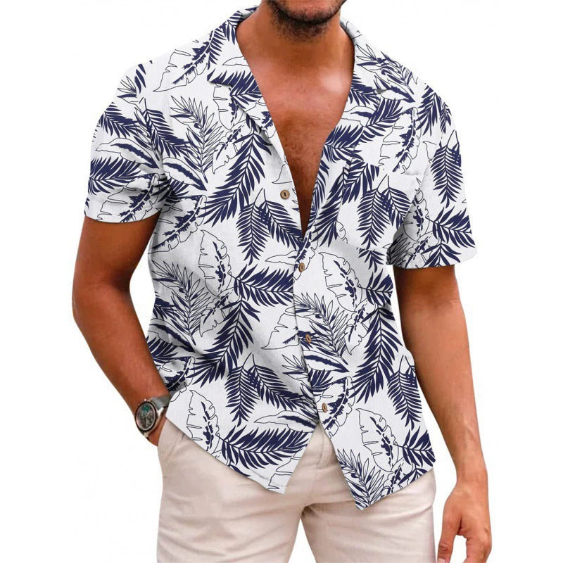 Mens 3D Digital print Short sleeve Lapel Shirt