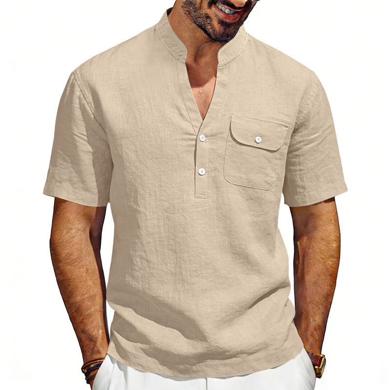 Men's Solid Color Linen T-shirt