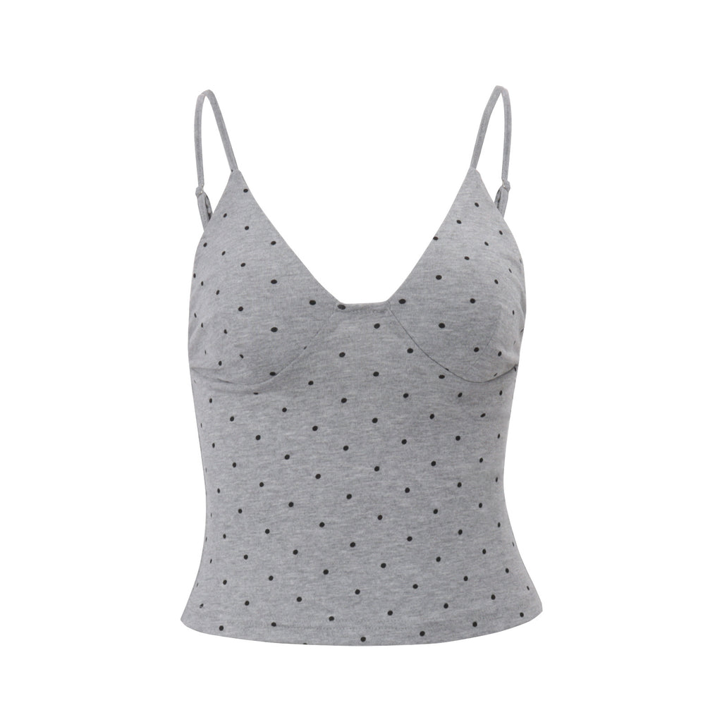 Womens Stylish Polka-Dot Sexy Slim-Fit Camisole Top