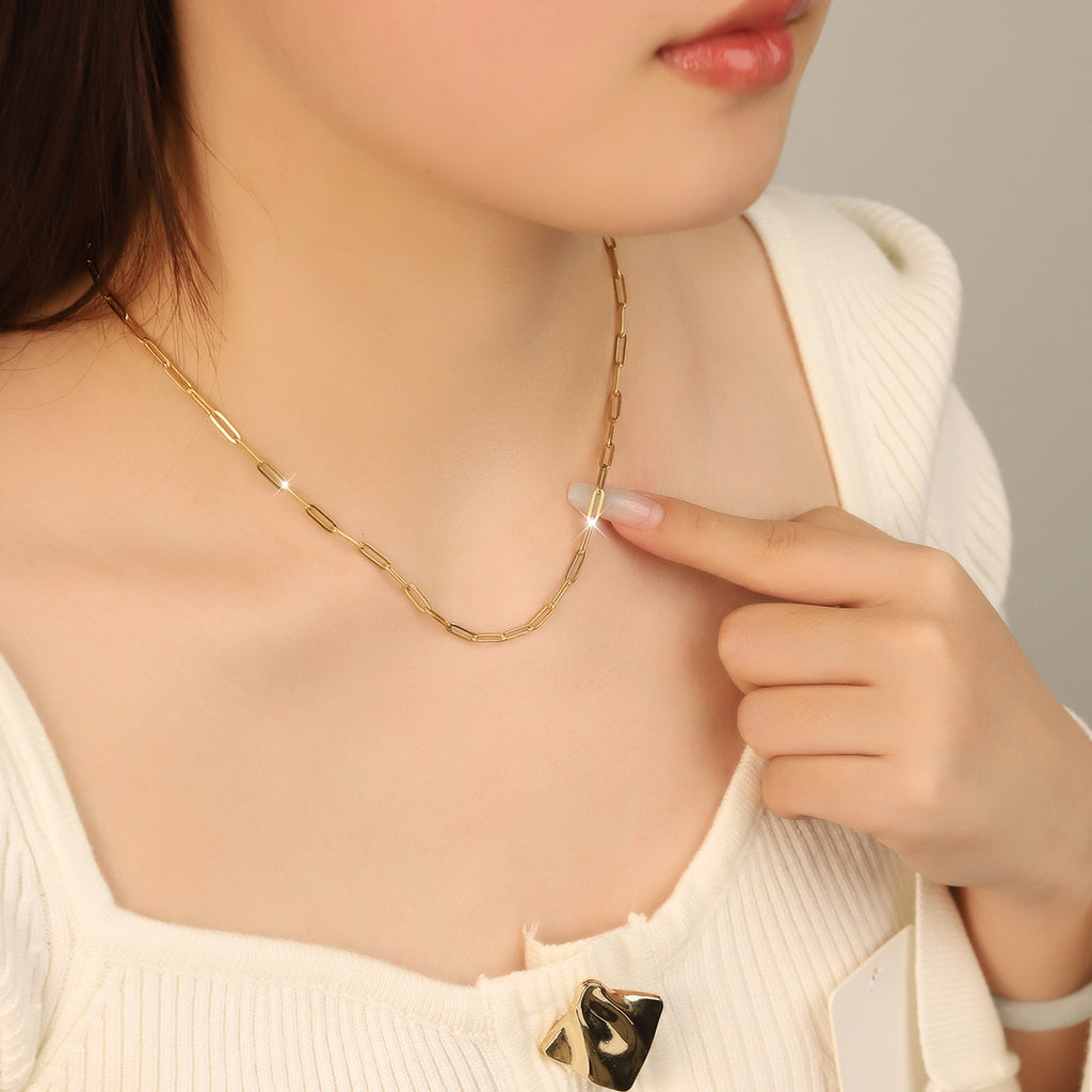 Stainless Steel Flat-wire Long Cross Chain Necklace
