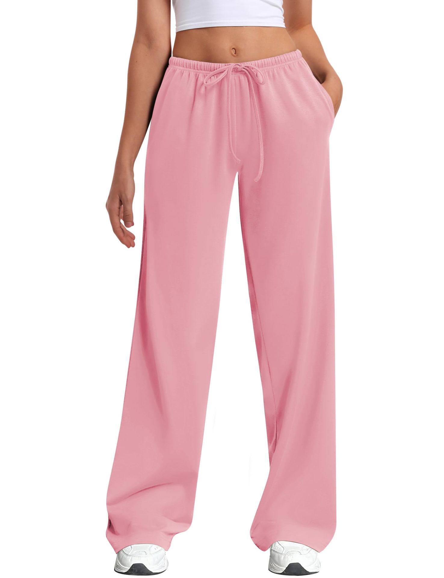 Womens Wide-leg Sweatpants Loose-fitting Low-rise Athletic Pants