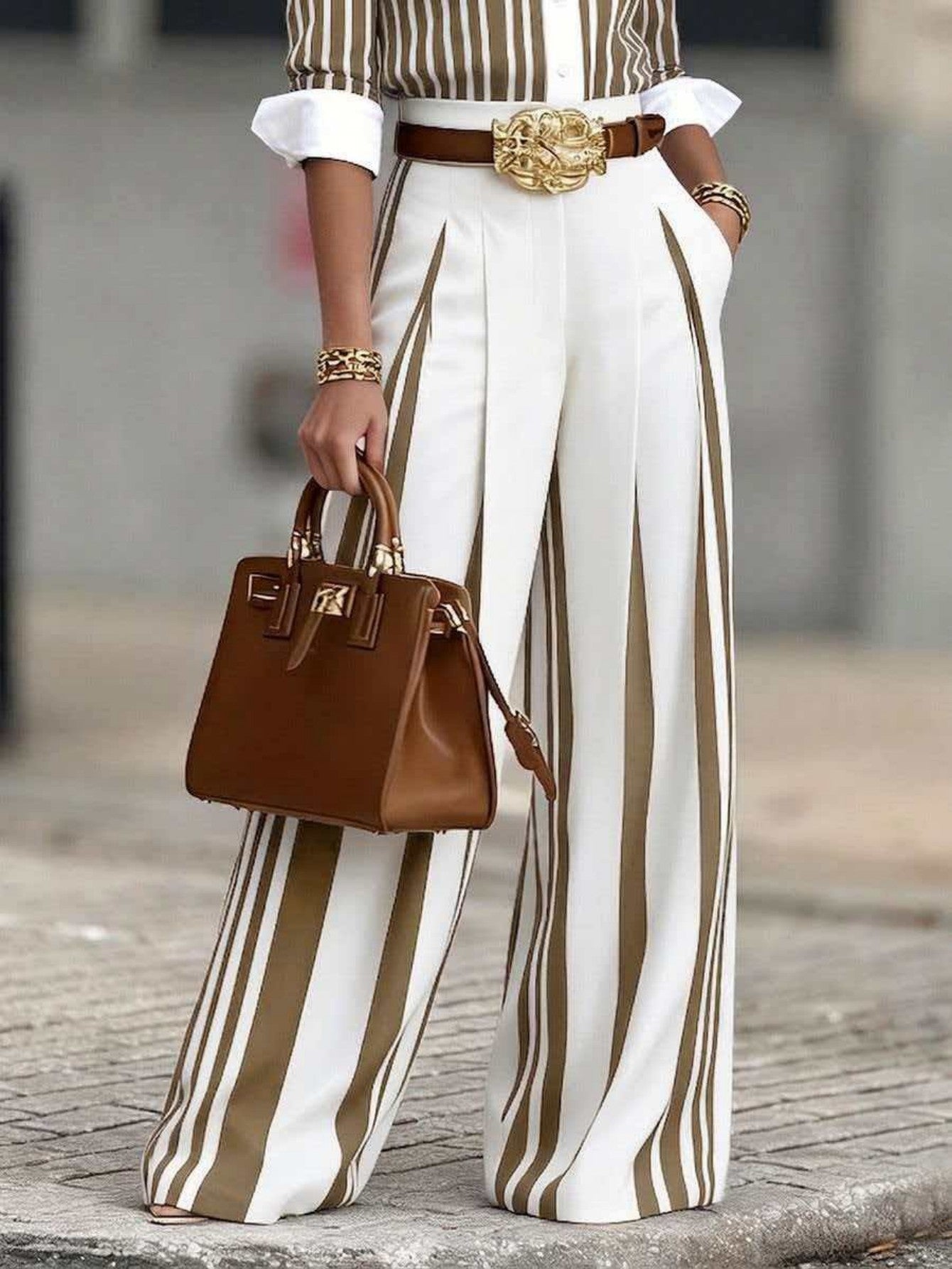 European And American Spring Polyester Fiber Straight-Leg Trousers