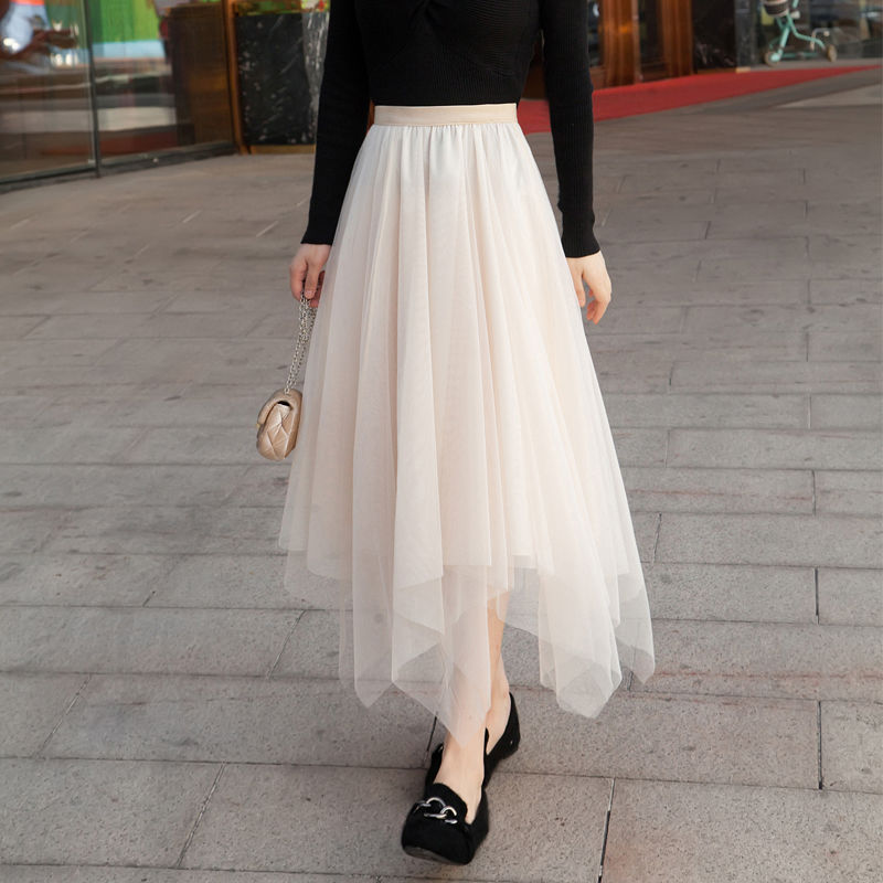 Irregular Mesh Skirt Ins Super Hot Fairy Dress High Waist