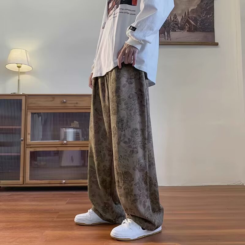 Corduroy Slim-fit Edgy Yet Stylish Loose-fitting Vintage Wide-leg Mens Trousers