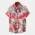 European And American Floral Men's Short-sleeved Shirt