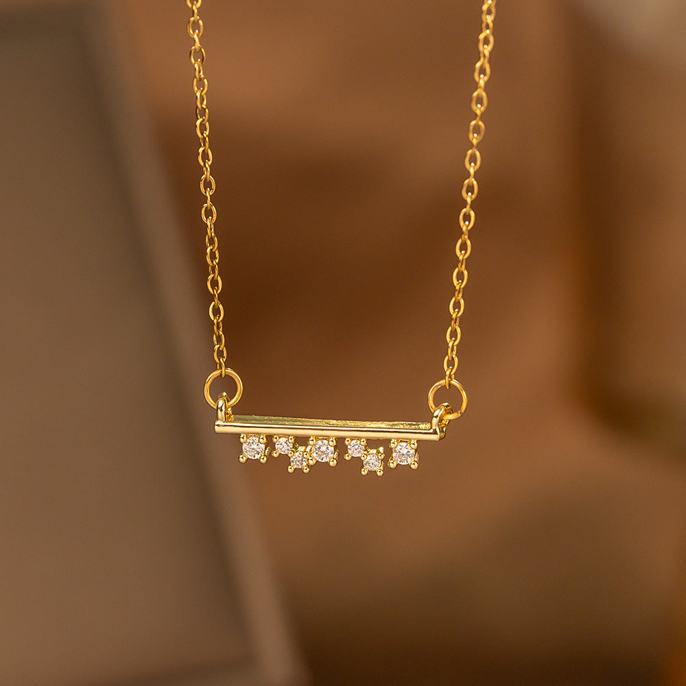 Fashionable Minimalist Internet-celebrity-style Versatile Single-diamond Pendant Necklace