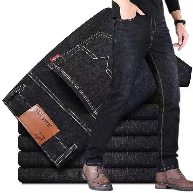 Summer Business Formal Jeans For Men Loose Straight-Leg Stretchy Slim-Fit Casual And Professional Wear