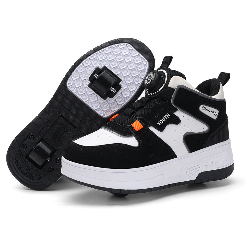 Mesh-panel Dual-wheel Walking Shoesessential Roller Skates For Kids