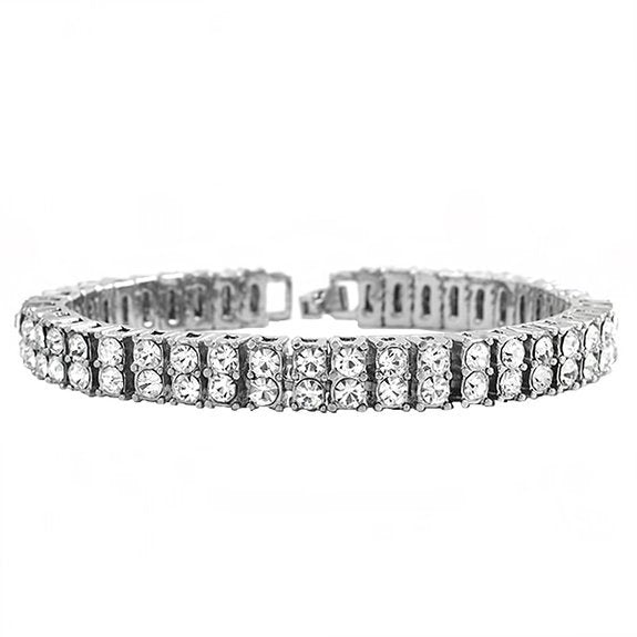 Europe and America hip hop hot 2 row bracelet men's rhinestone bracelet blingbling cross-border supply NB02