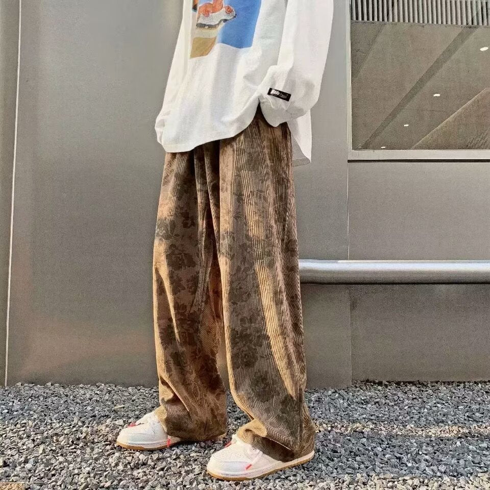 Corduroy Slim-fit Edgy Yet Stylish Loose-fitting Vintage Wide-leg Mens Trousers