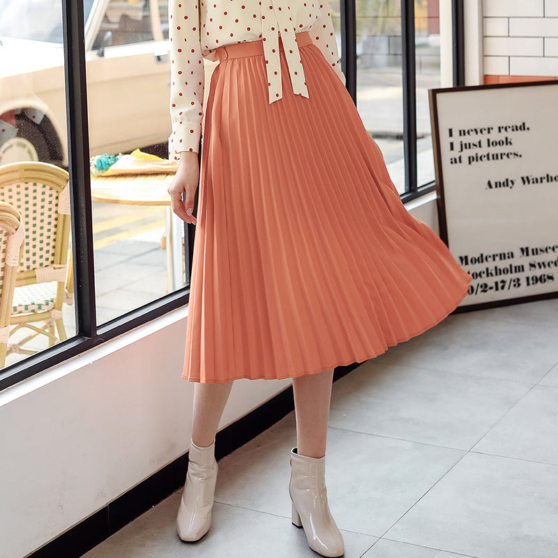 Pleated skirt age reduction fashion all-match skirt