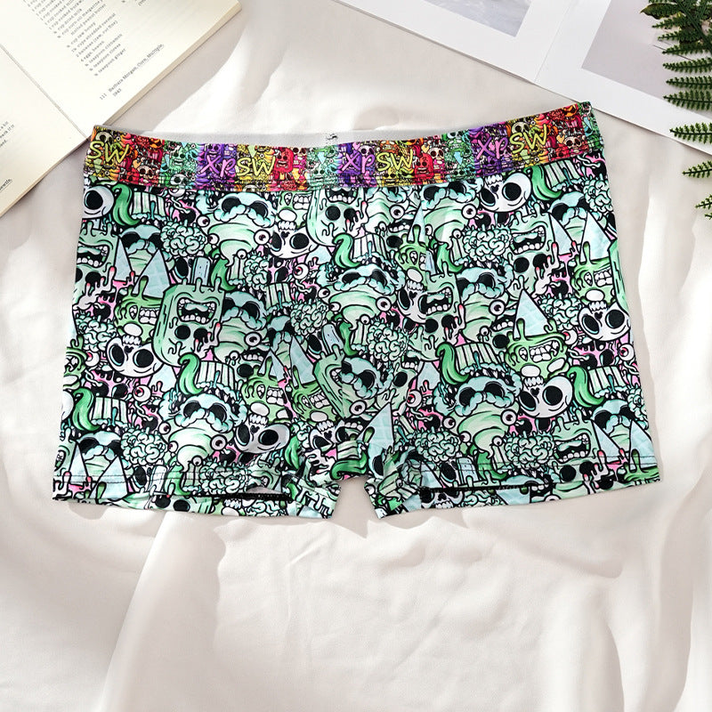 Men's Printed Skull Breathable Boxer Shorts