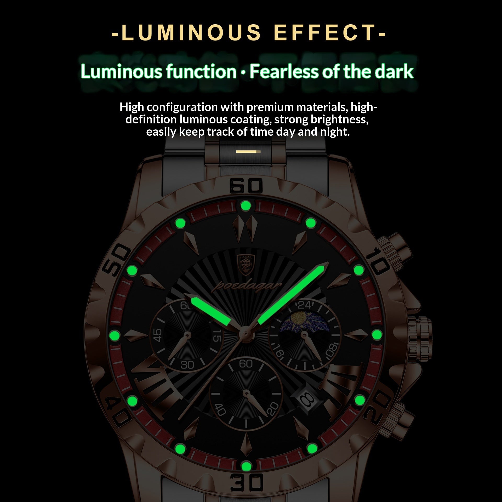 Waterproof Multifunction Sporty Mens Watch