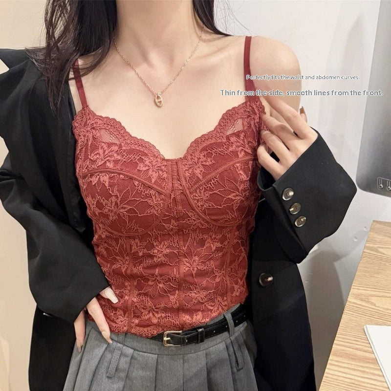 Brushed French-style Camisole For A Slimming Pure-yet-sexy Look
