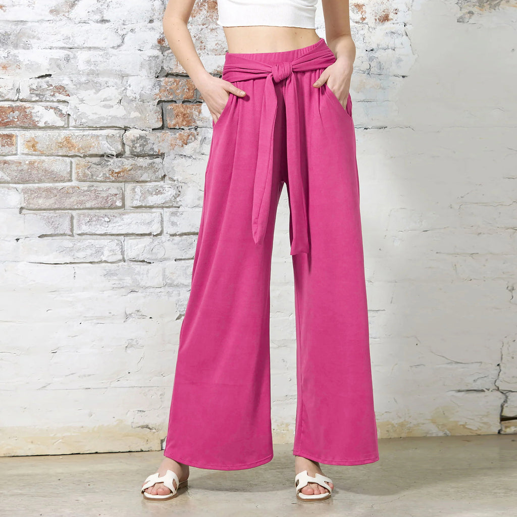 Women's Draped Lace-Up Wide Leg Pants  Soft Comfortable Casual Yoga Trousers For Autumn Winter