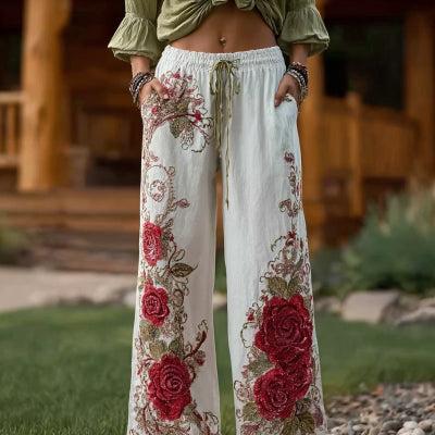 Women's Retro-print Women's Casual Pants