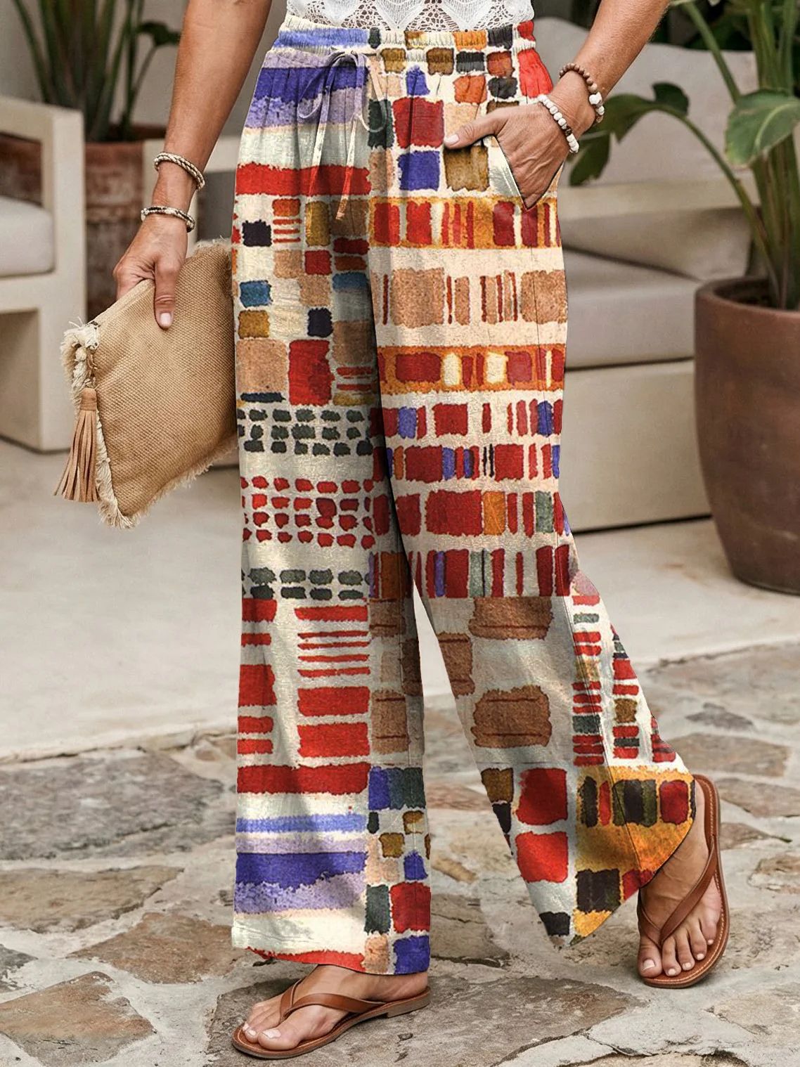 Best-Selling Loose Casual Fashionable Wide-Leg Pants With Digital Print