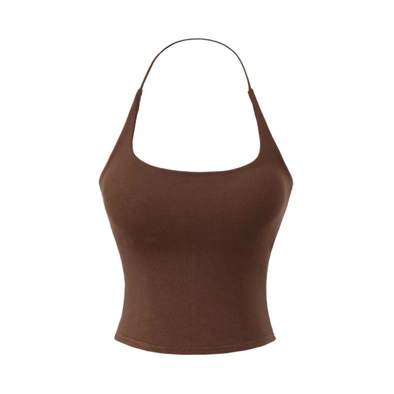 New European And American-style Chic Solid-color Backless Top For Bold Stylish Looks
