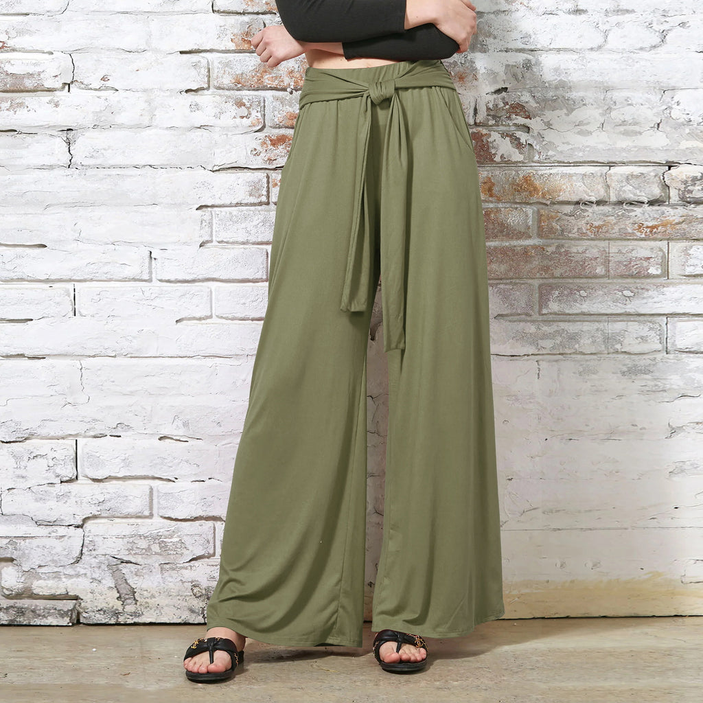 Women's Draped Lace-Up Wide Leg Pants  Soft Comfortable Casual Yoga Trousers For Autumn Winter