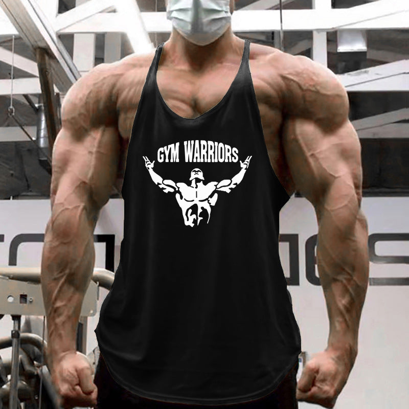 Muscle Man Fitness Training Outfit Pure Cotton Tank Top With Thin Shoulder Straps