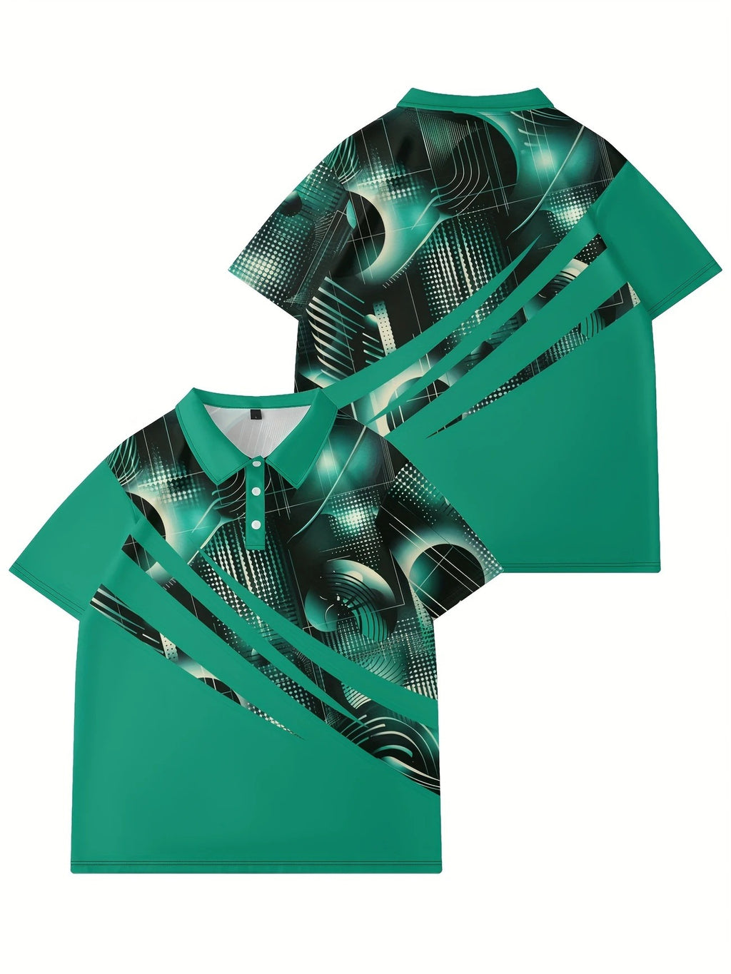 Mens Short Sleeve Athletic Top Breathable Printed With A Turn Down Collar