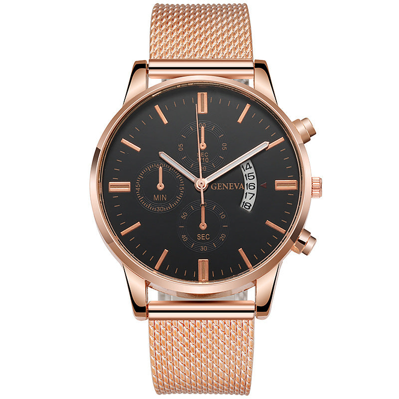 Mens Watch Fake Three-Subdial Six Hands Calendar Casual Fashionable Business Quartz