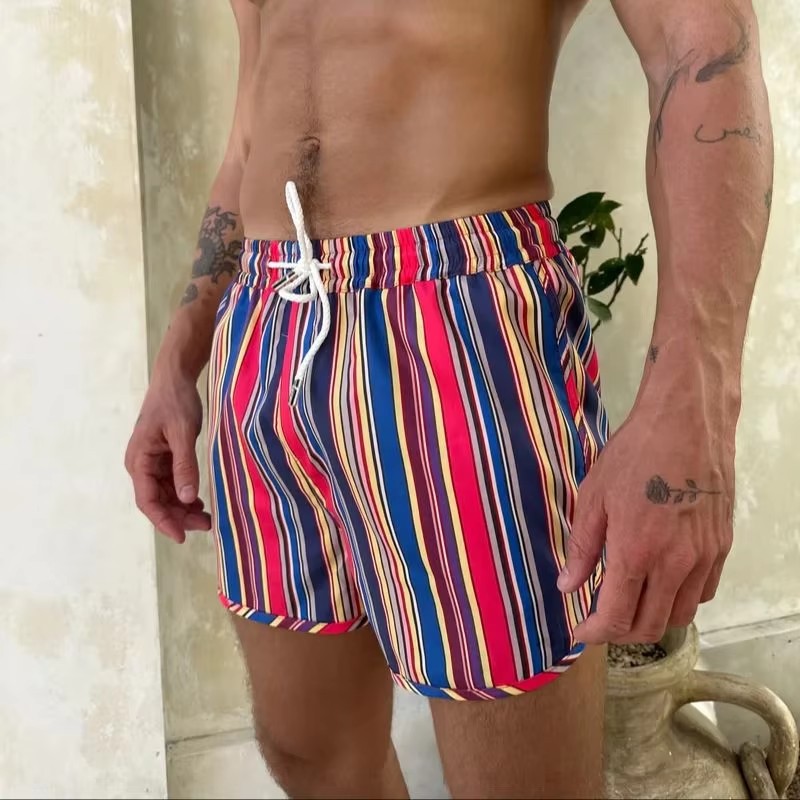 Men's Sports Casual Shorts Polyester Woven Quick-drying Full Printed Single Layer Beach Pants