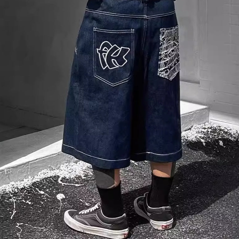 Mens Loose-Fit Summer Denim Shorts In The American West Coast Style