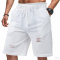 Ripped Casual Knitted Loose Fifth Solid Color Terry Sports Pants