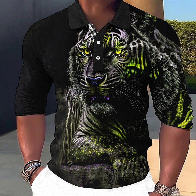 Long Sleeve Button-down Polo Shirt Casual Fashion