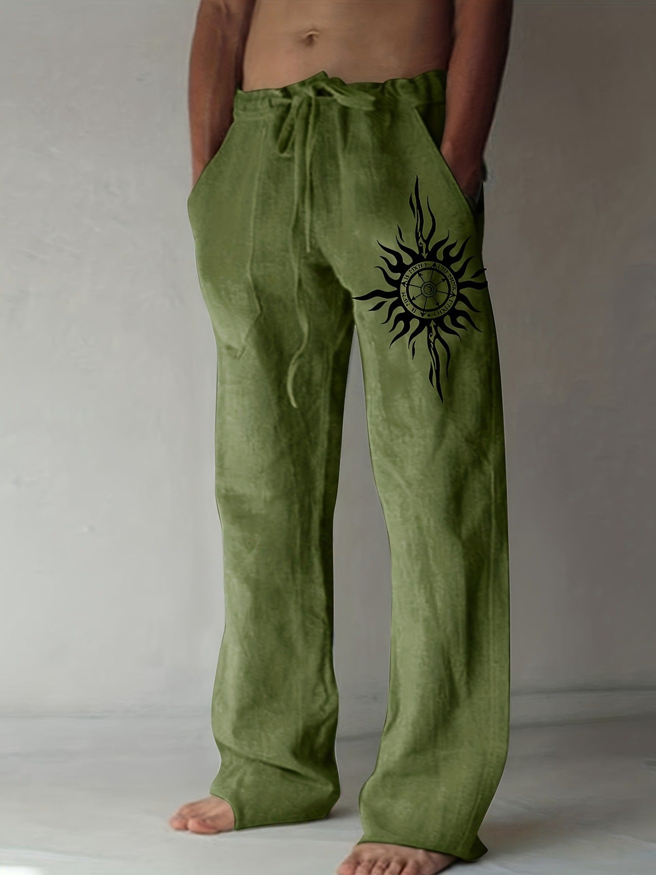 Comfortable Everyday Loose-Fit Mens Wide-Leg Trousers