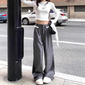 Lace-trimmed Casual Draping Straight-leg Floor-length Wide-leg Pants