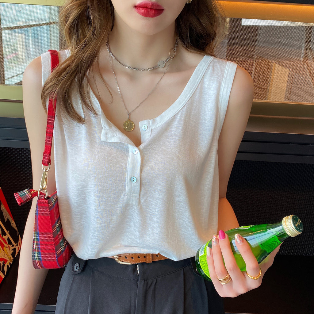 Strap Vest Women's Summer Outerwear White Base Layer