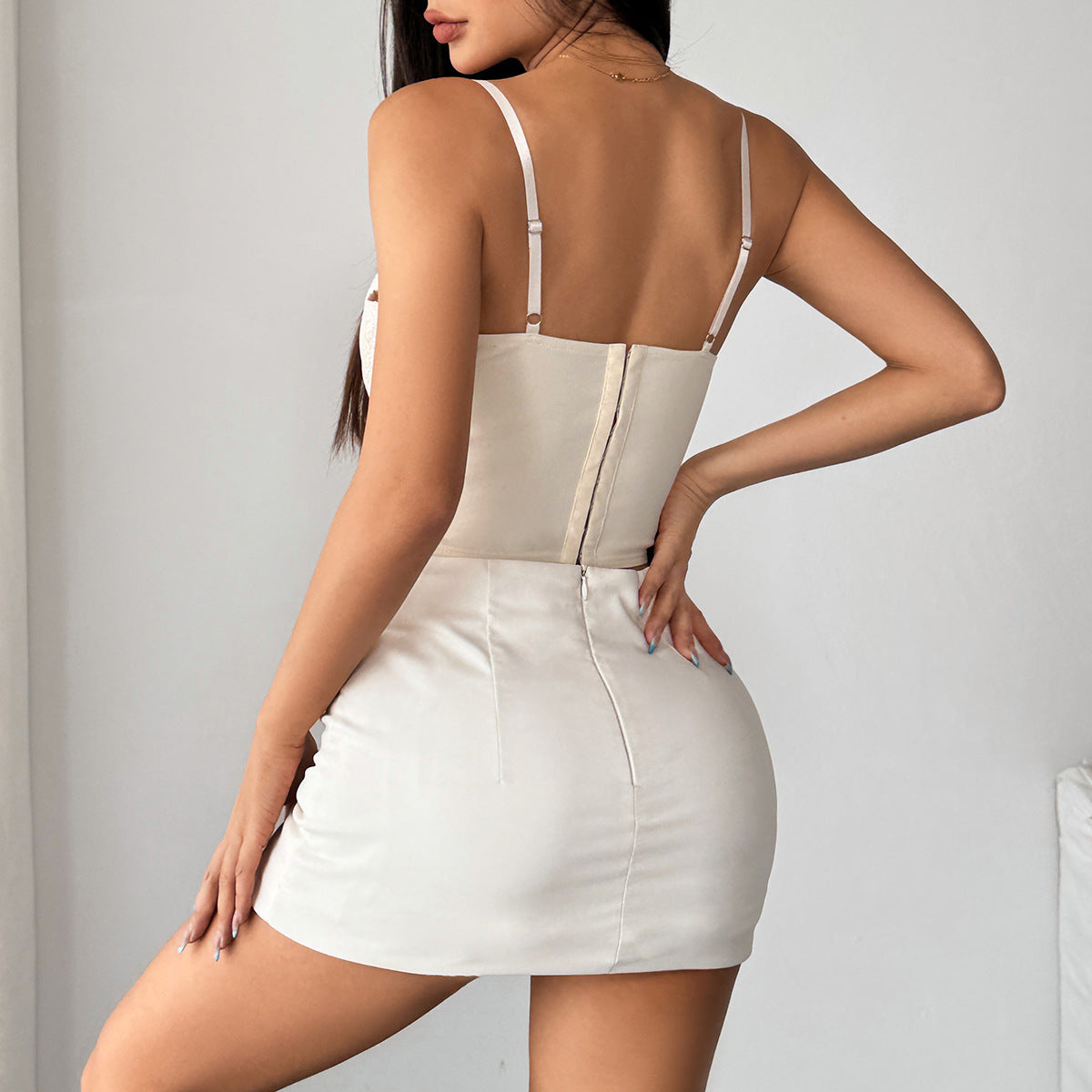 Womens Lace-Up Fishtail Underwire Camisole