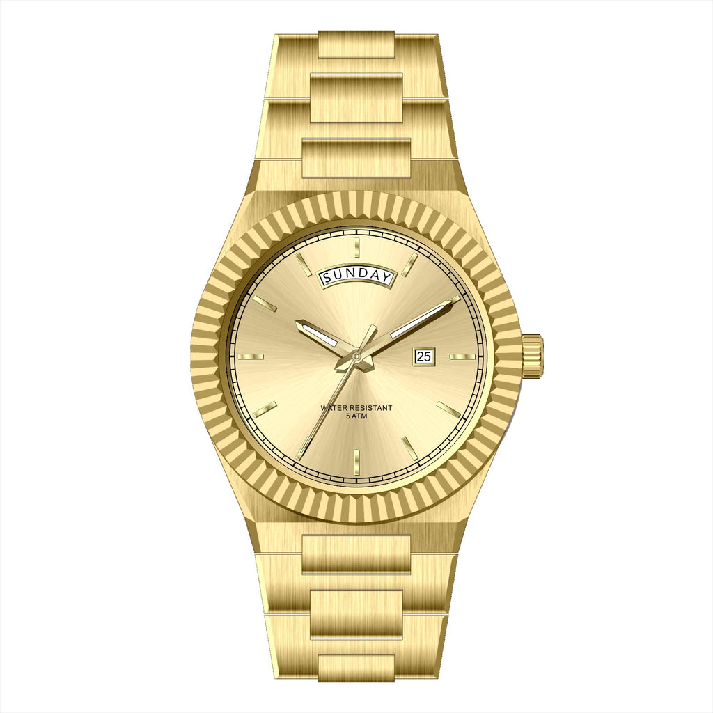 Business Gentleman's Log-Type Quartz Waterproof Steel Strap