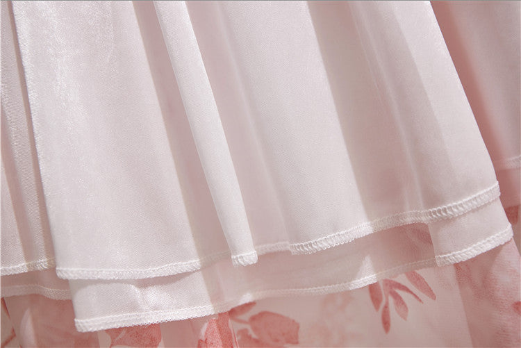 Chiffon Floral High Waist Big Swing Bohemian Travel Holiday Skirt