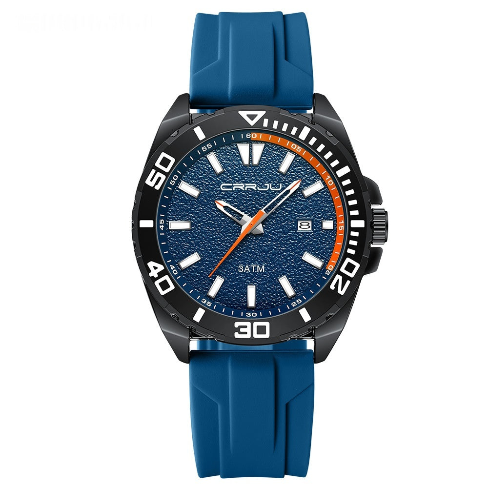 Calendar Leisure Waterproof Circular Silicone Tape Watch