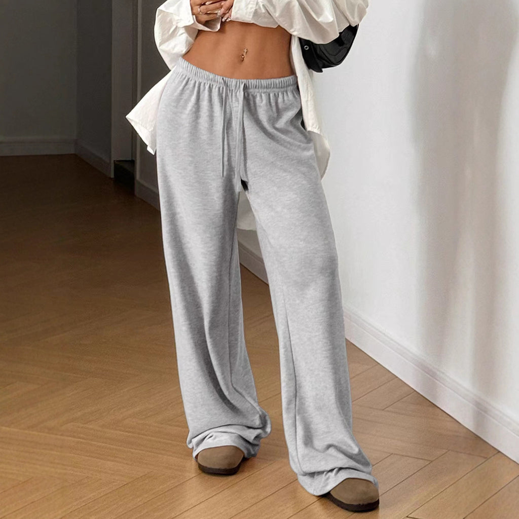 Simple Solid-Color Versatile High-Waist Wide-Leg Pants For Women