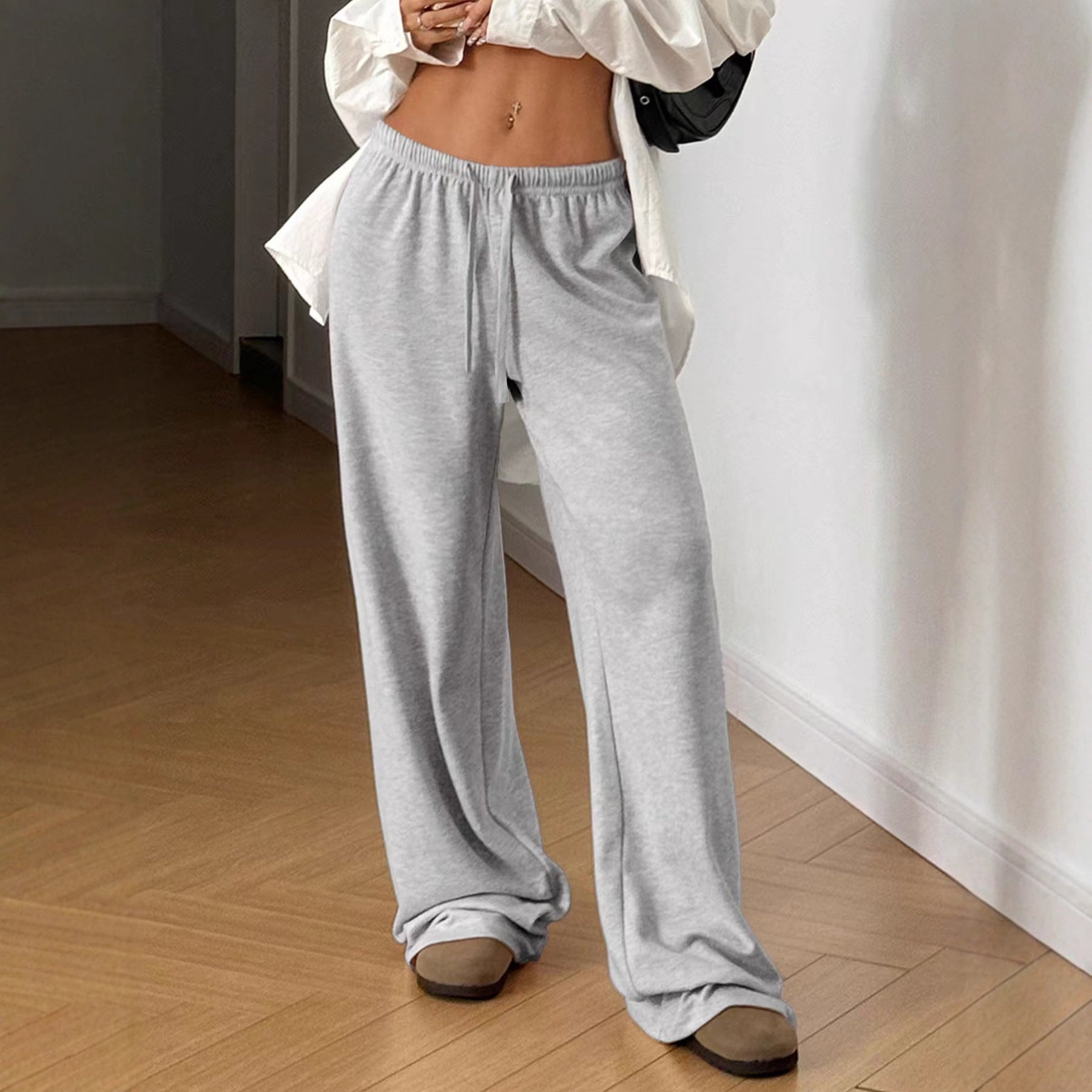 Simple Solid-Color Versatile High-Waist Wide-Leg Pants For Women