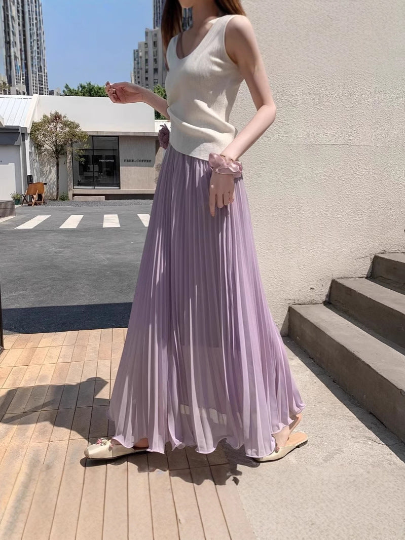 Women Fashion Casual Skirt Girls High Waist Long Skirts