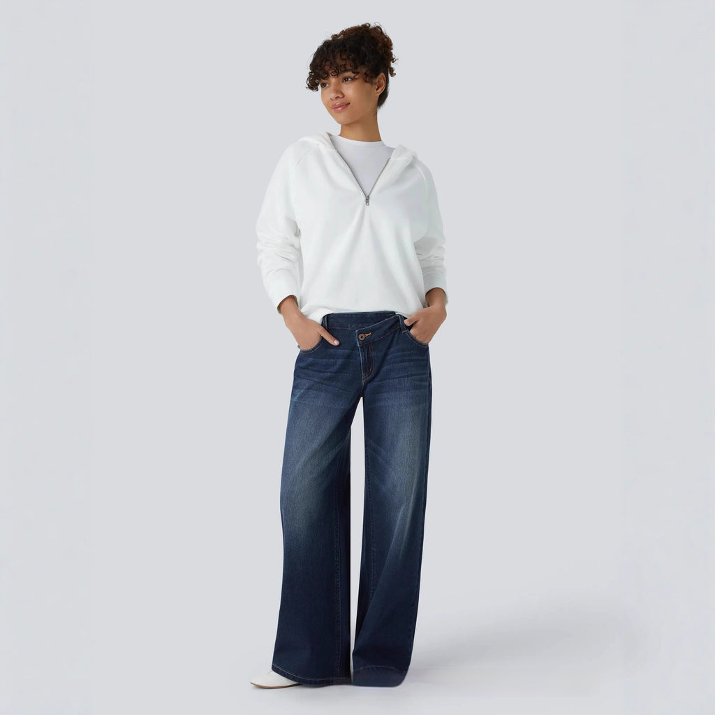 Women's Asymmetric Low-rise Loose-fit Denim Jeans