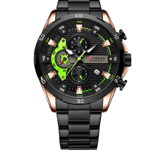 Six-hand Steel-band Round Quartz Watch A Stylish Timepiece