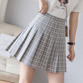 British High Waisted Slim Plaid Pleated Skirt For Women