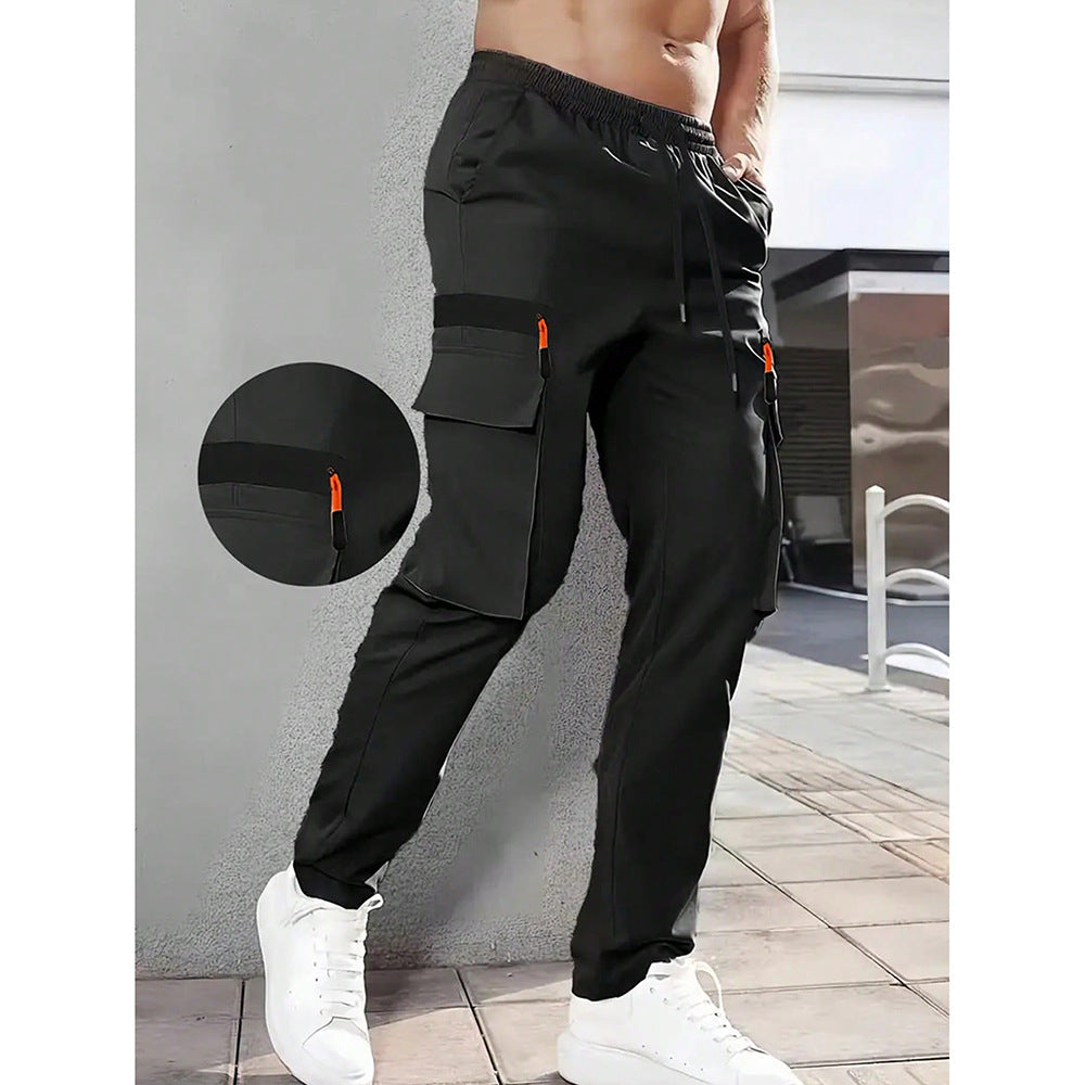 Mens Stylish Casual Loose-fit Utility Khaki Pants