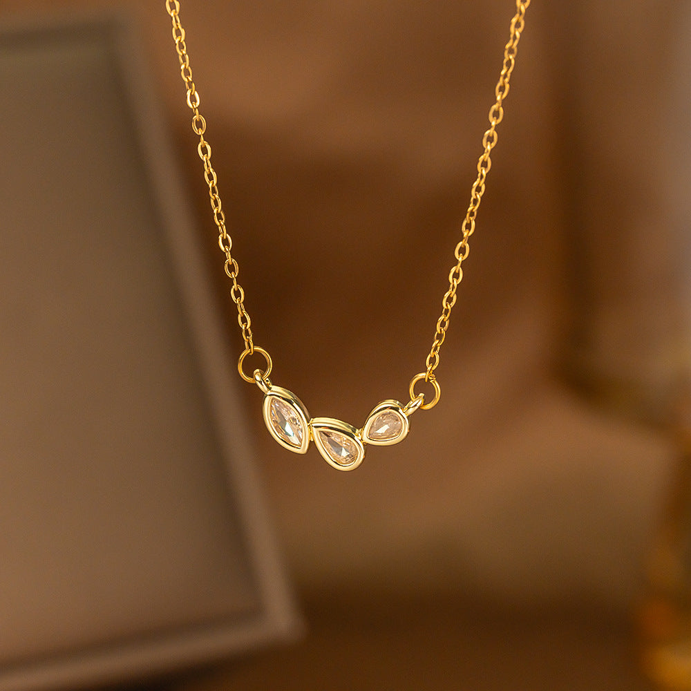 Fashionable Minimalist Internet-celebrity-style Versatile Single-diamond Pendant Necklace