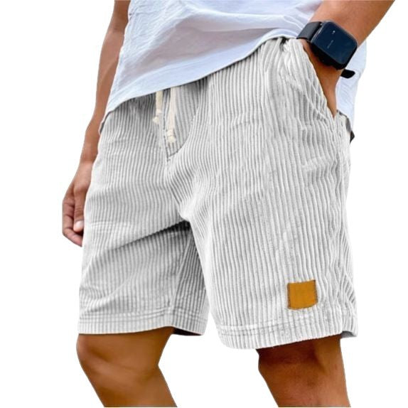 Vintage Embroidered Corduroy Fashion Lace-up Casual Shorts