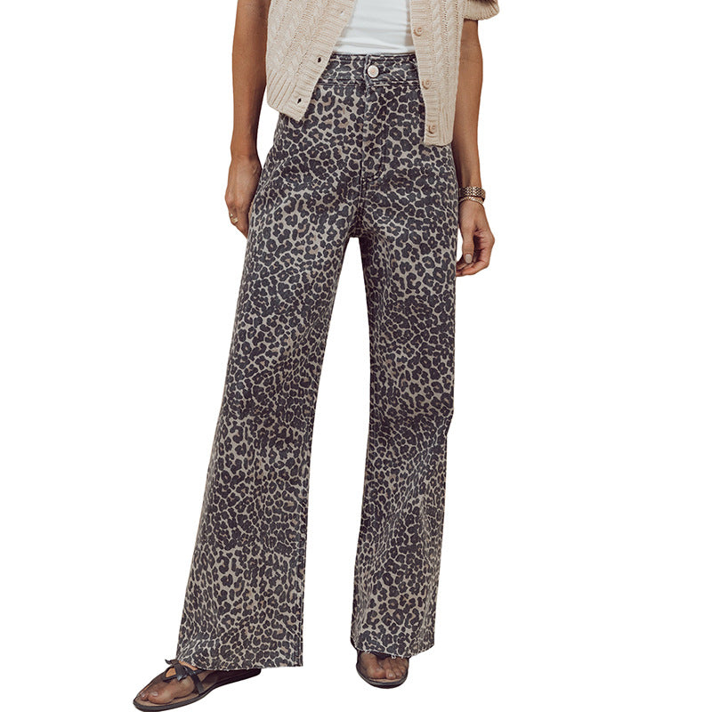 New High-waisted Slightly Flared Trousers With A Unique Print